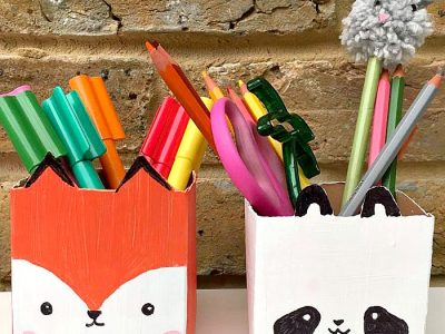 Milk carton pen pots
