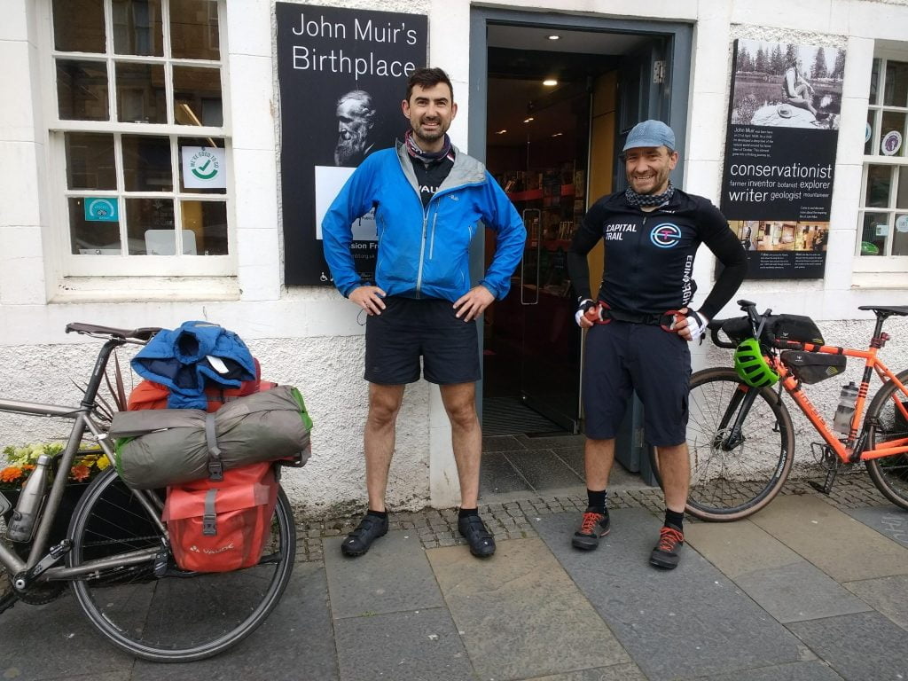 Simon and Markus outside John Muir'sBirthplace